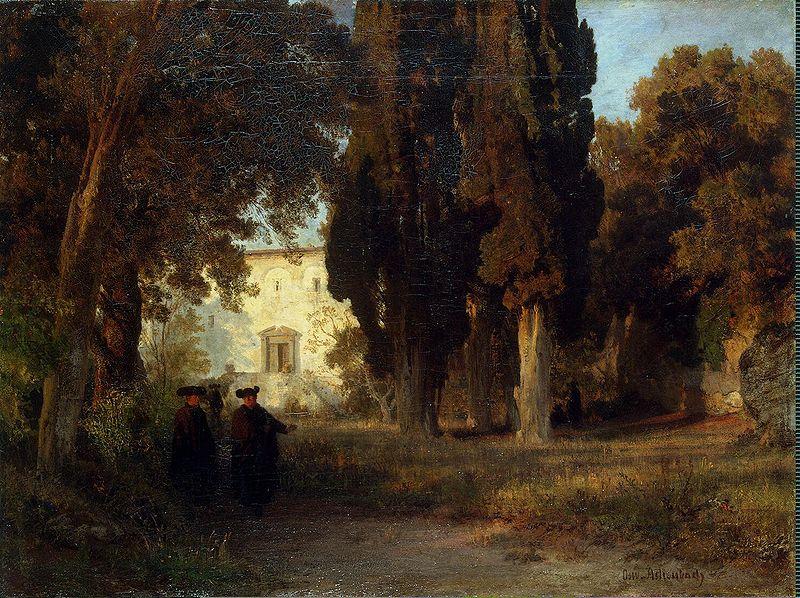 Oswald achenbach Klostergarten oil painting picture